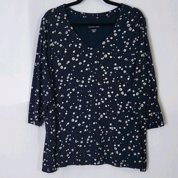 J. Jill Tops J Jill Navy With Daisies Pima Cotton Top 2x Poshmark